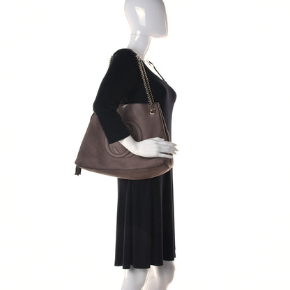 Gucci Metallic Pebbled Calfskin Medium Soho Chain Shoulder Bag Golden Beige 2 of 21