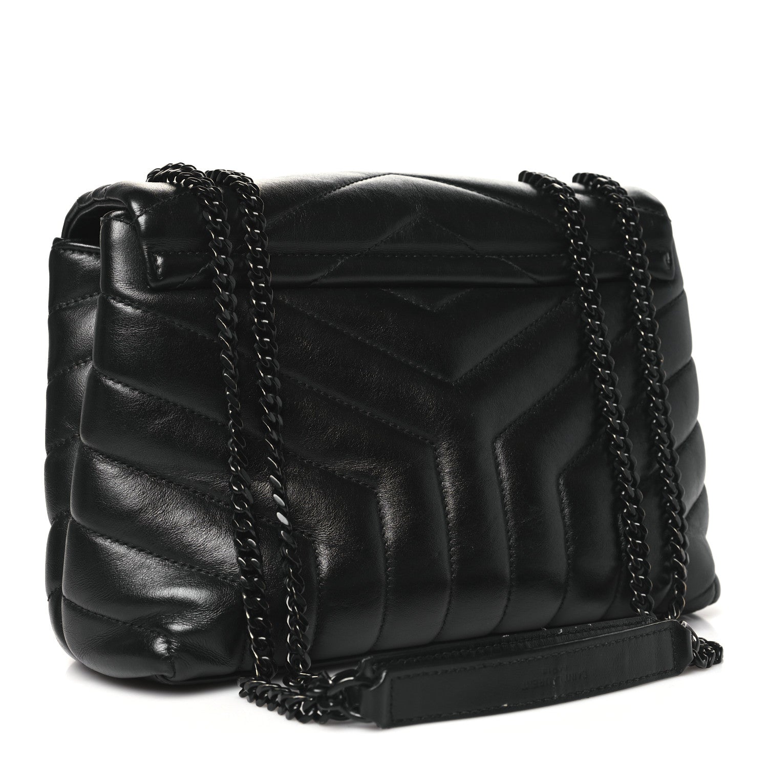 Saint Laurent Calfskin Y Quilted Monogram Monochrome Small Loulou Chain Satchel Black 3 of 12