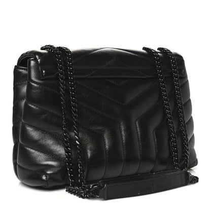 Saint Laurent Calfskin Y Quilted Monogram Monochrome Small Loulou Chain Satchel Black 3 of 12