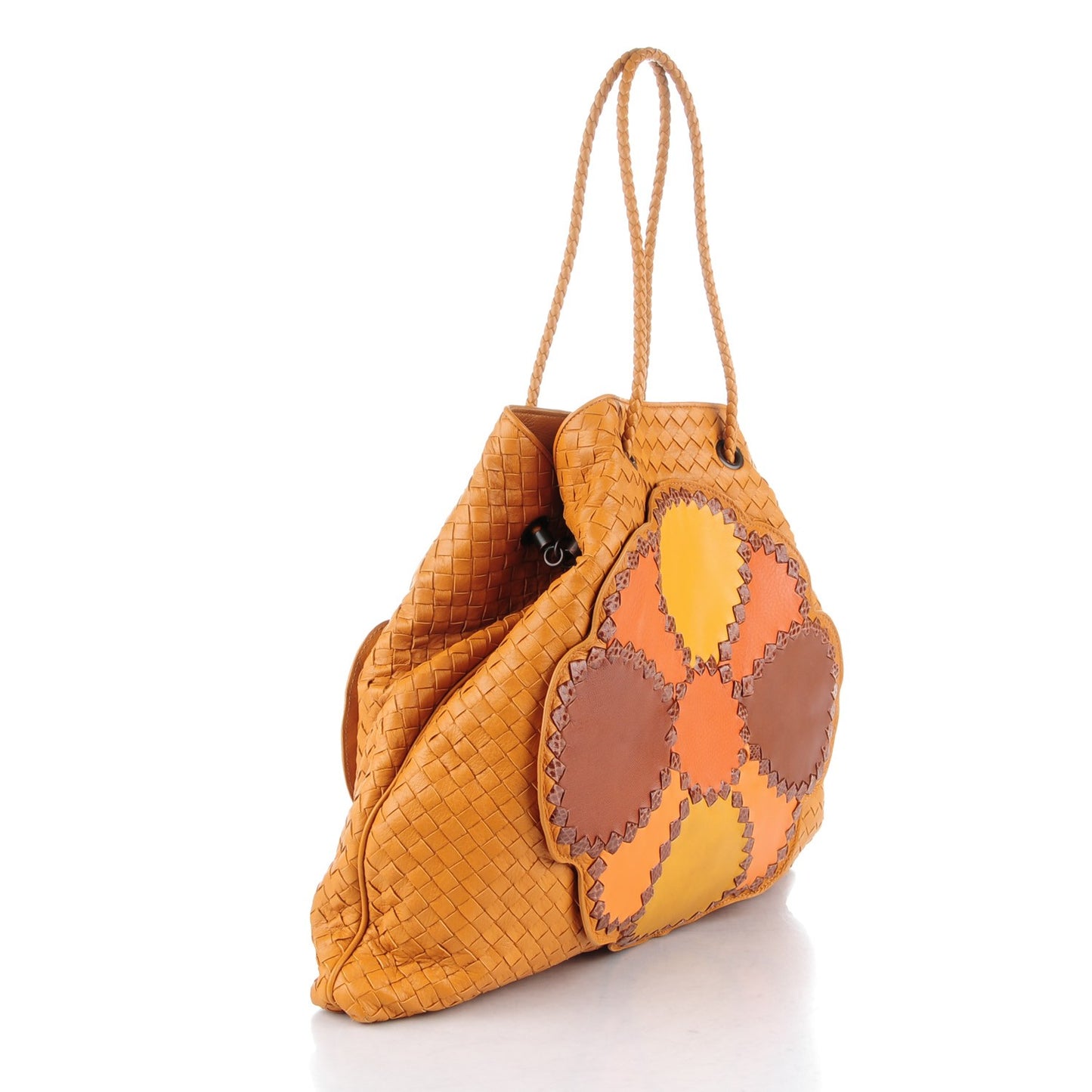 Cervo Intrecciato Farfalle Patchwork Flower Drawstring Tote