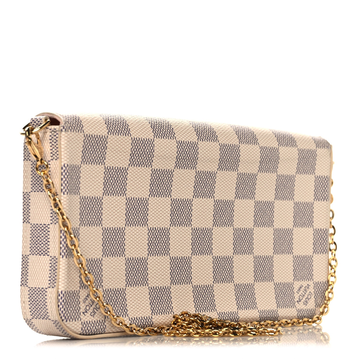 Louis Vuitton Damier Azur Pochette Felicie Chain Wallet Rose Ballerine 4 of 11