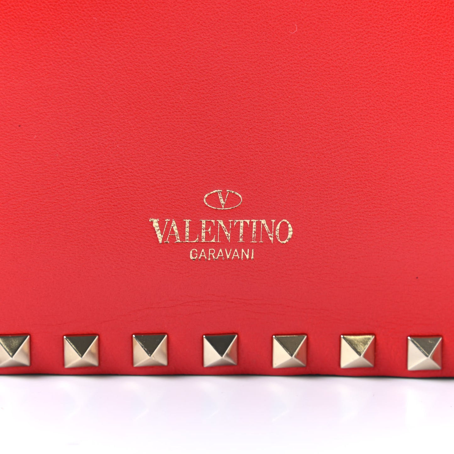 Nappa Rockstud Wristlet Clutch Deep Orange