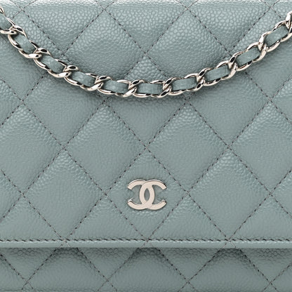 Chanel Caviar Quilted Wallet On Chain WOC Light Blue 9 of 12