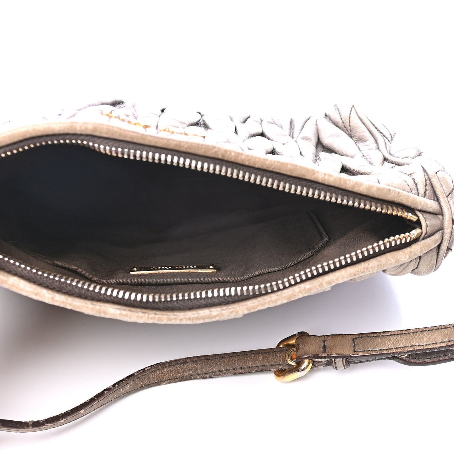 Leather Matelasse Lux Shoulder Bag Argilla