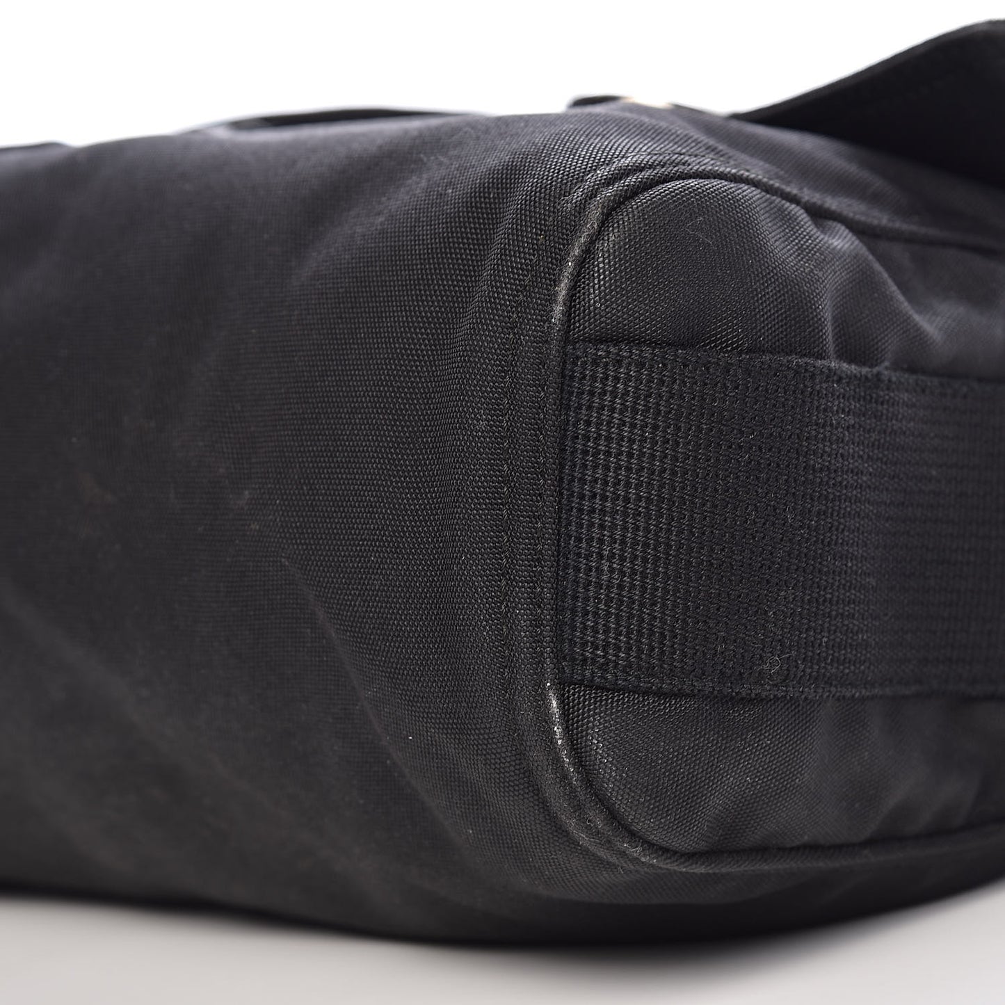 Canvas Web Medium Single Buckle Flap Messenger Bag Black