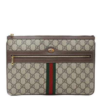 Gucci GG Supreme Monogram Large Ophidia Pouch Clutch Brown 1 of 8