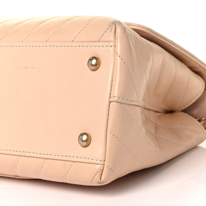 Chanel Calfskin Chevron Quilted Medium Coco Handle Flap Beige 8 of 9