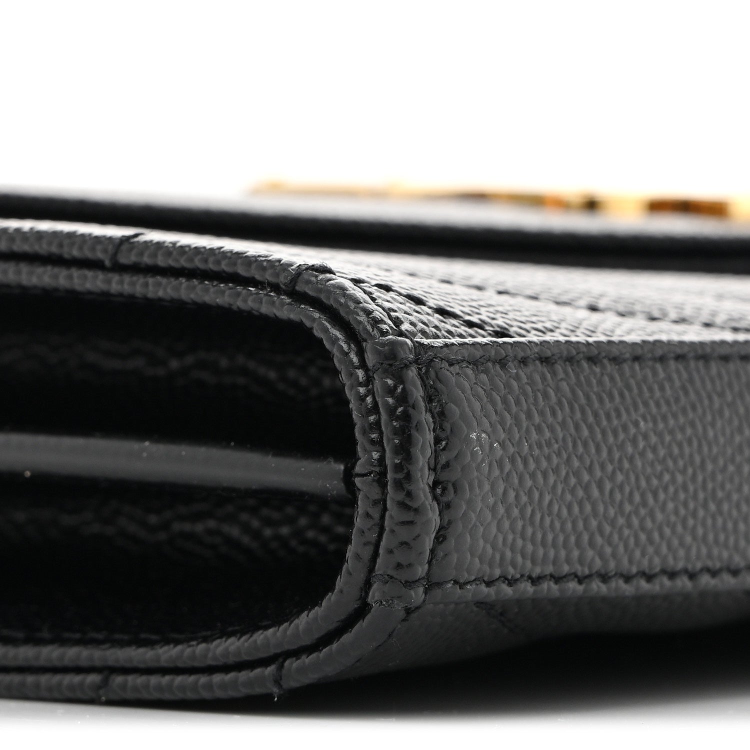 Saint Laurent Grain De Poudre Matelasse Chevron Monogram Chain Wallet Black 10 of 13