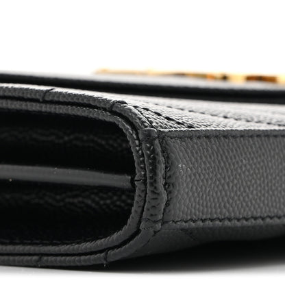 Saint Laurent Grain De Poudre Matelasse Chevron Monogram Chain Wallet Black 10 of 13