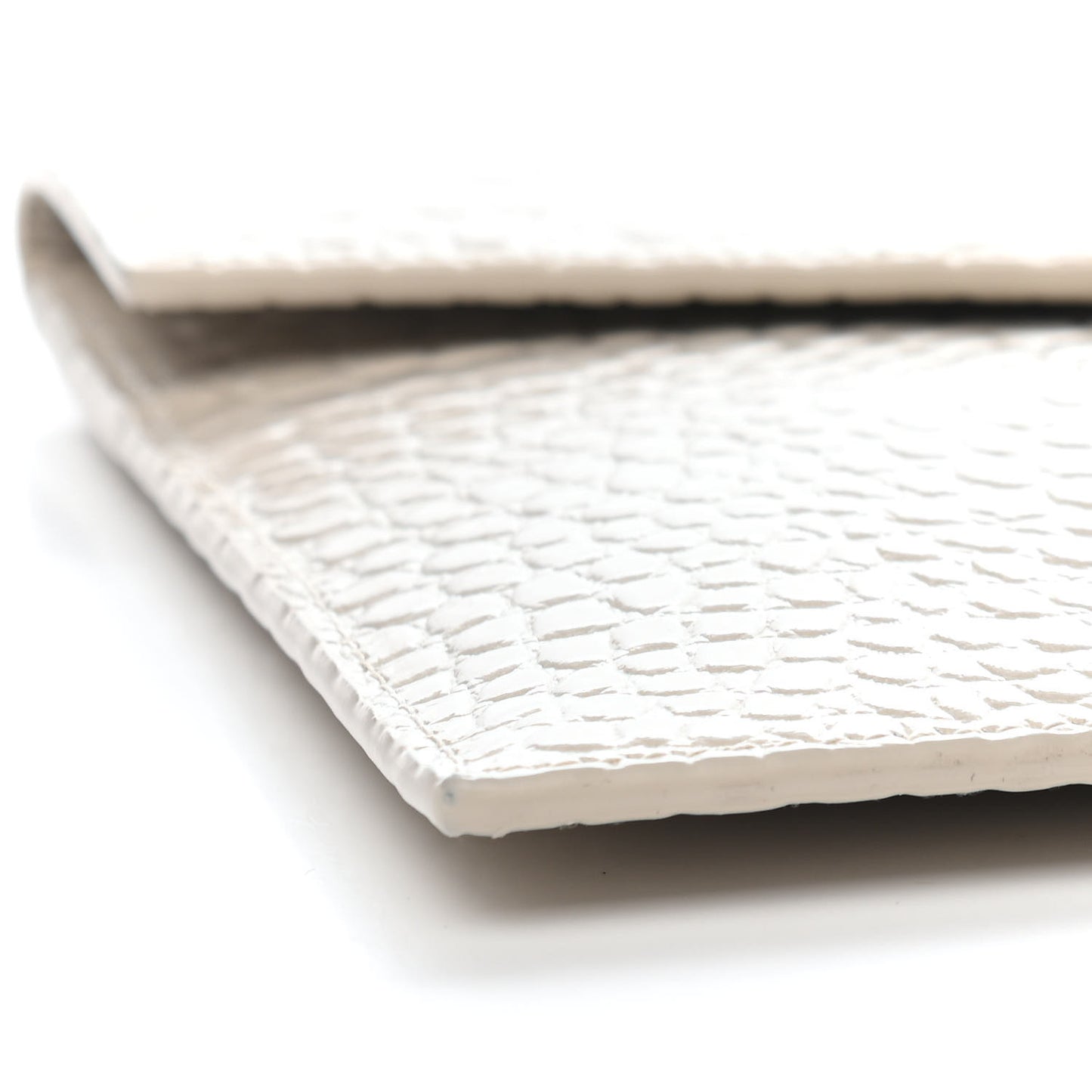 Calfskin Crocodile Embossed Uptown Monogram Pouch Crema Soft