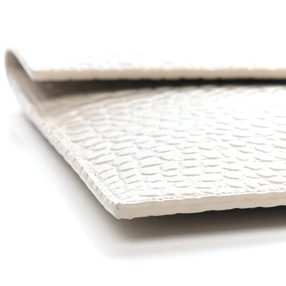Saint Laurent Calfskin Crocodile Embossed Uptown Monogram Pouch Crema Soft 8 of 9