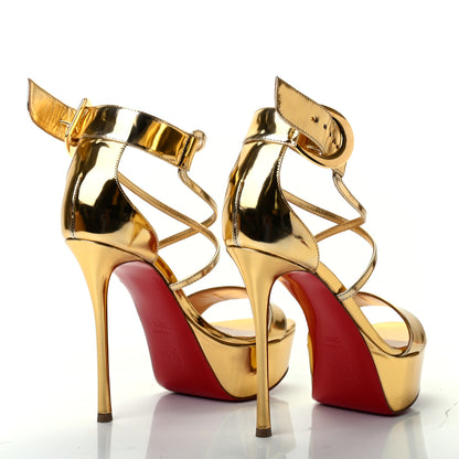 Christian Louboutin Patent Specchio Choca 130 Platform Sandals 36.5 Gold 4 of 11