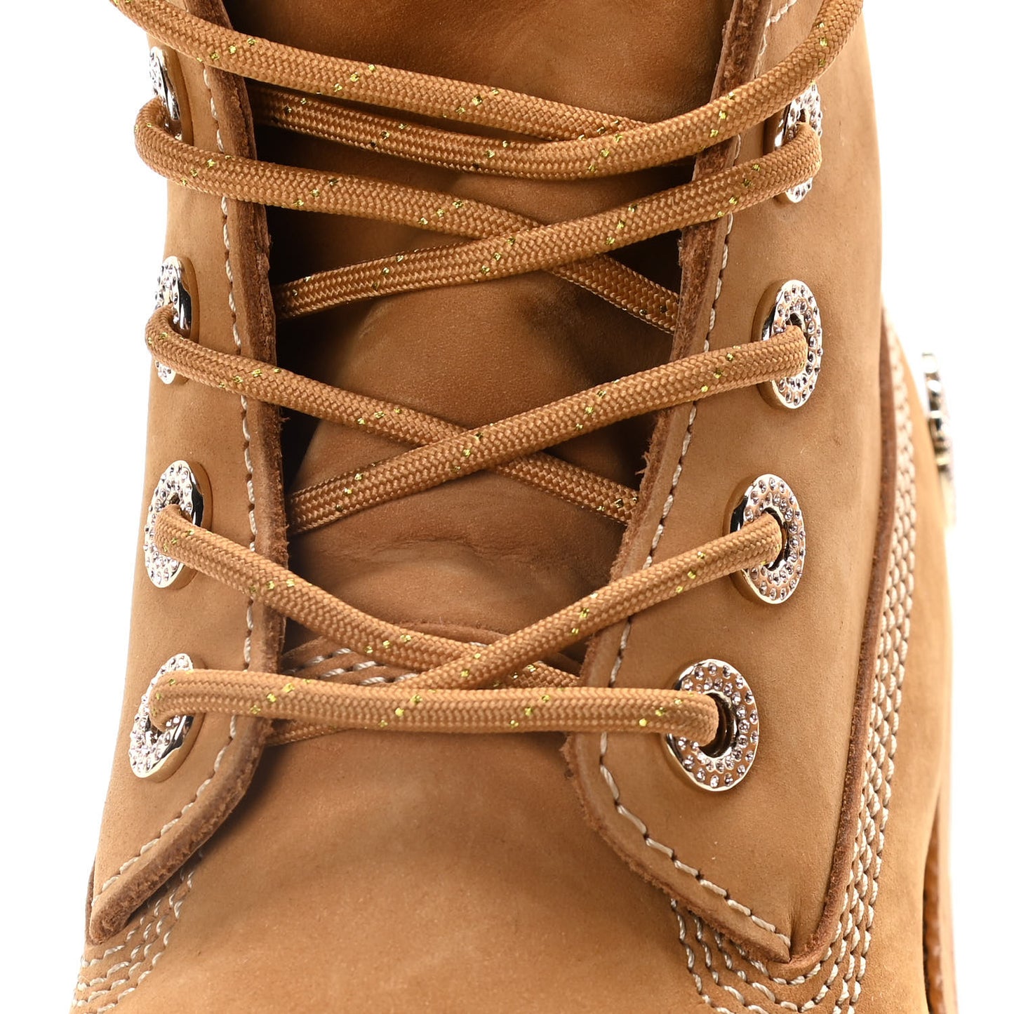 X TIMBERLAND Nubuck Swarovski Crystal Womens Ankle Boots 8 Wheat