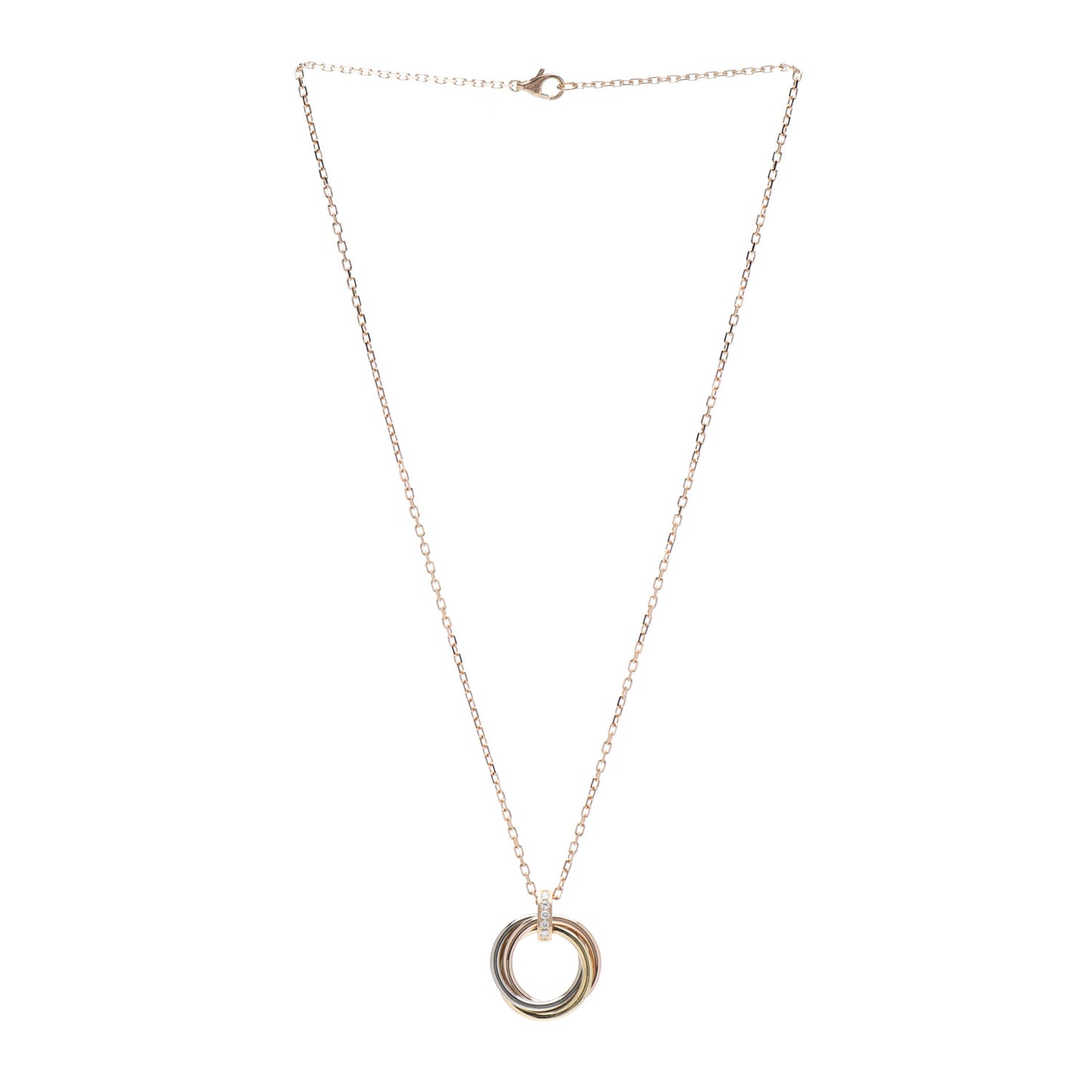 18K Pink White Yellow Gold Diamond Trinity Pendant Necklace
