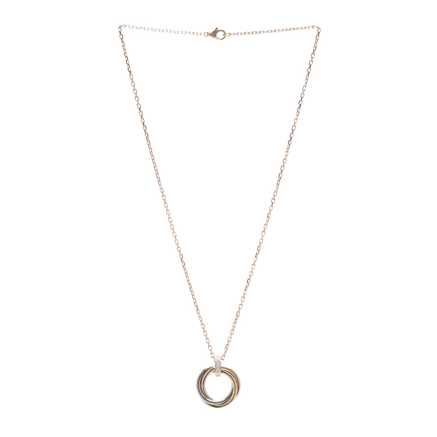 Cartier 18K Pink White Yellow Gold Diamond Trinity Pendant Necklace 3 of 4