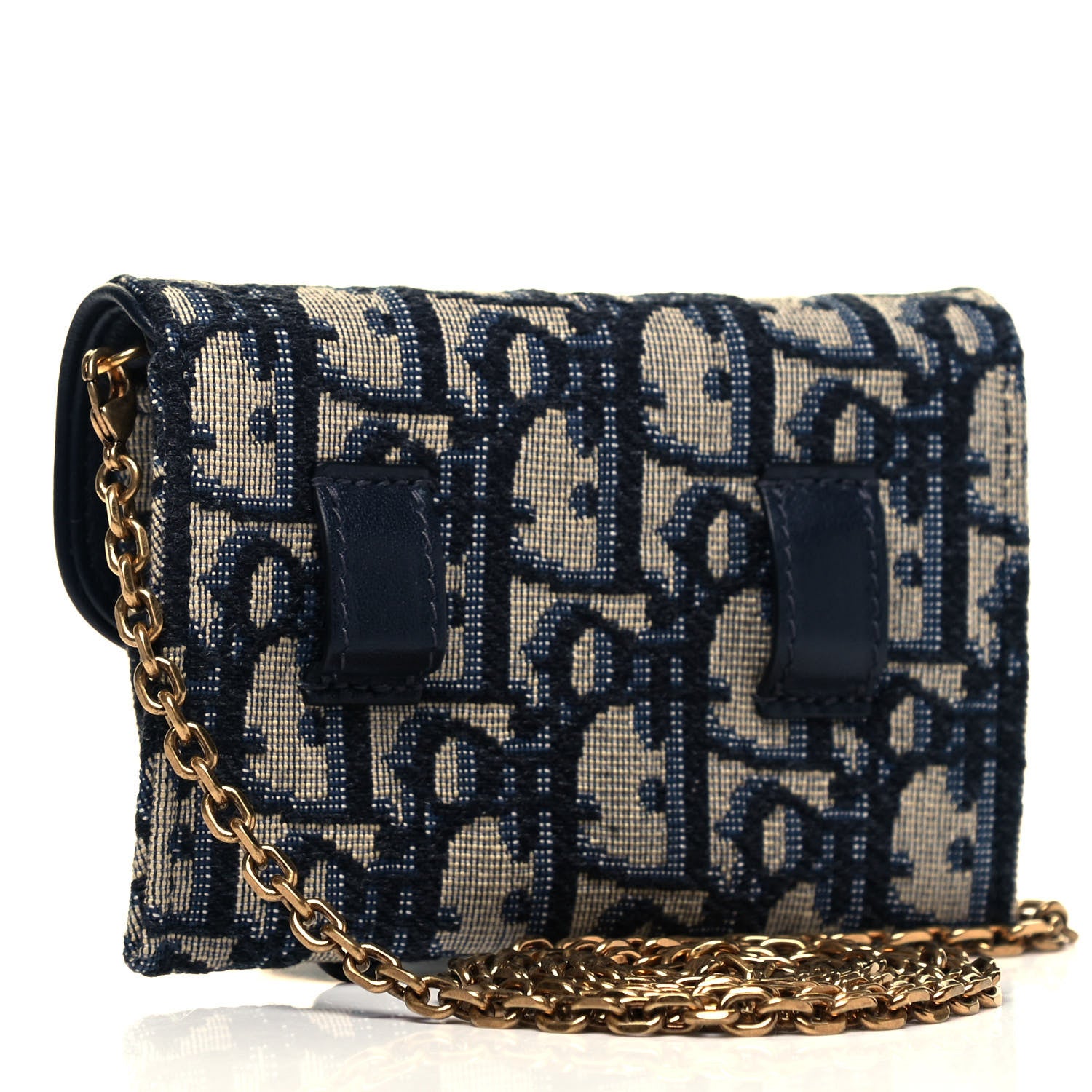 Christian Dior Oblique Nano Saddle Chain Pouch Blue 2 of 6