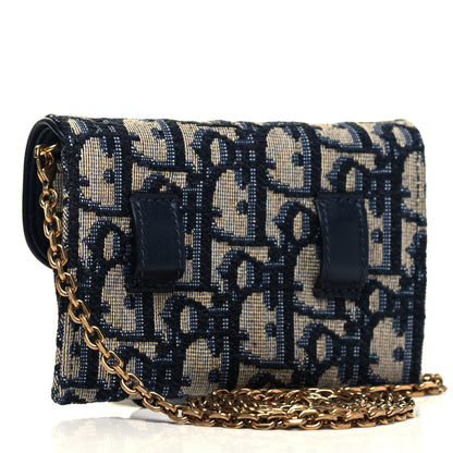 Christian Dior Oblique Nano Saddle Chain Pouch Blue 2 of 6