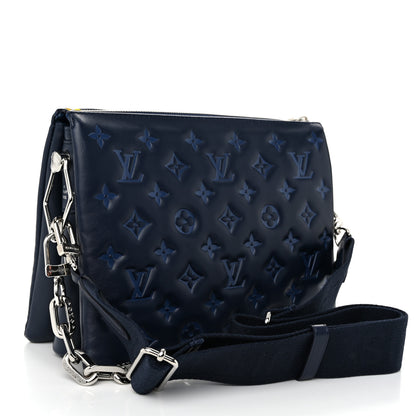 Louis Vuitton Lambskin Embossed Monogram Coussin PM Navy 3 of 10