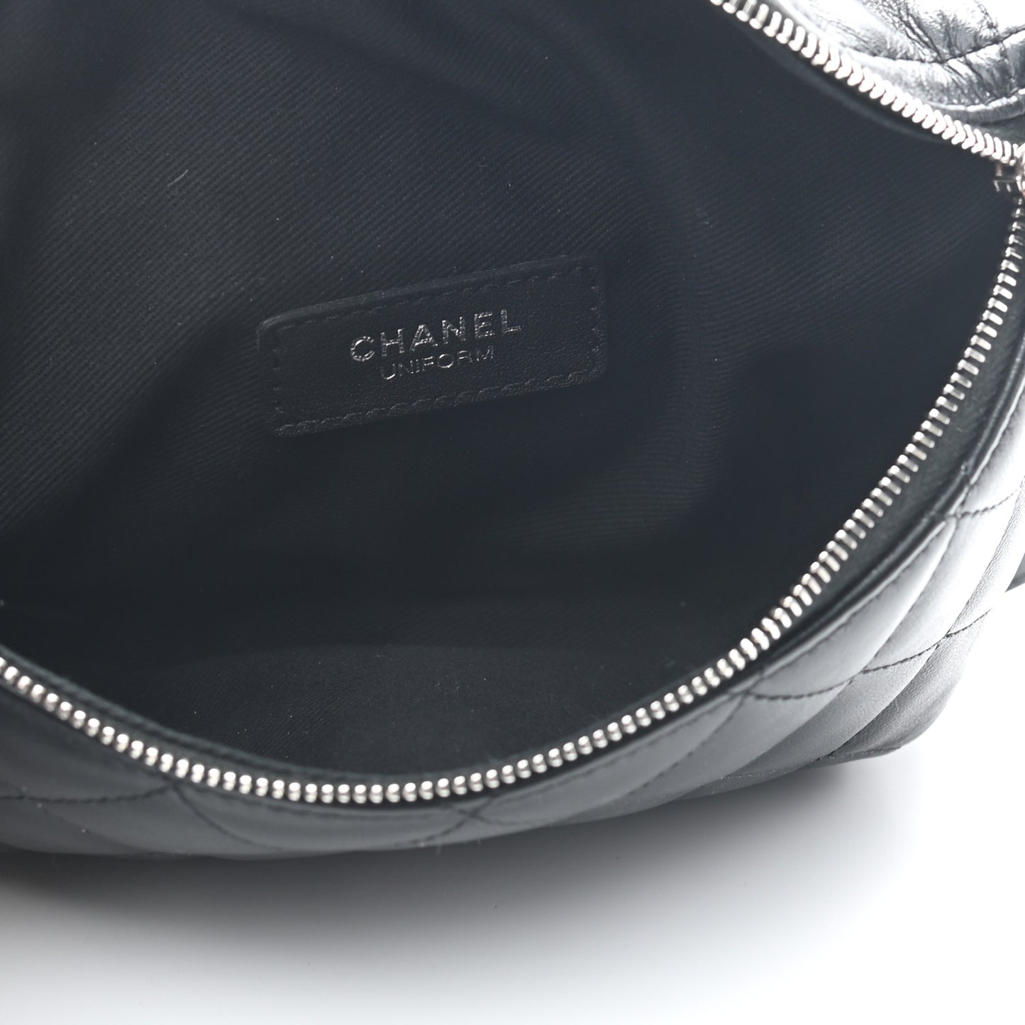 Lambskin Quilted Waist Belt Bag Black