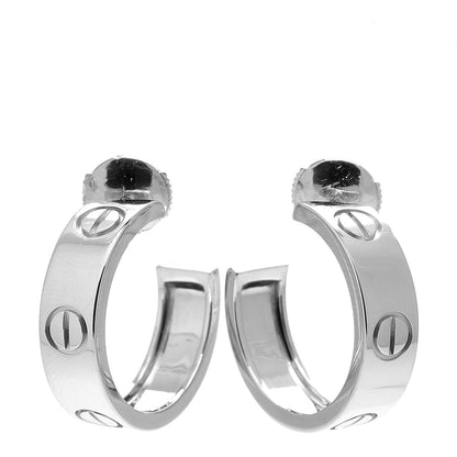 Cartier 18K White Gold 5.5mm LOVE Hoop Earrings 1 of 5