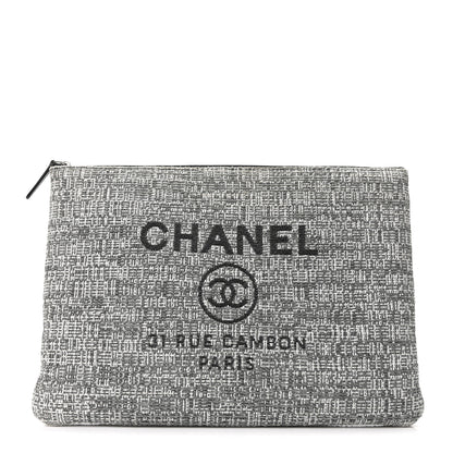 Chanel Canvas Large Deauville Pouch Grey 1 of 10