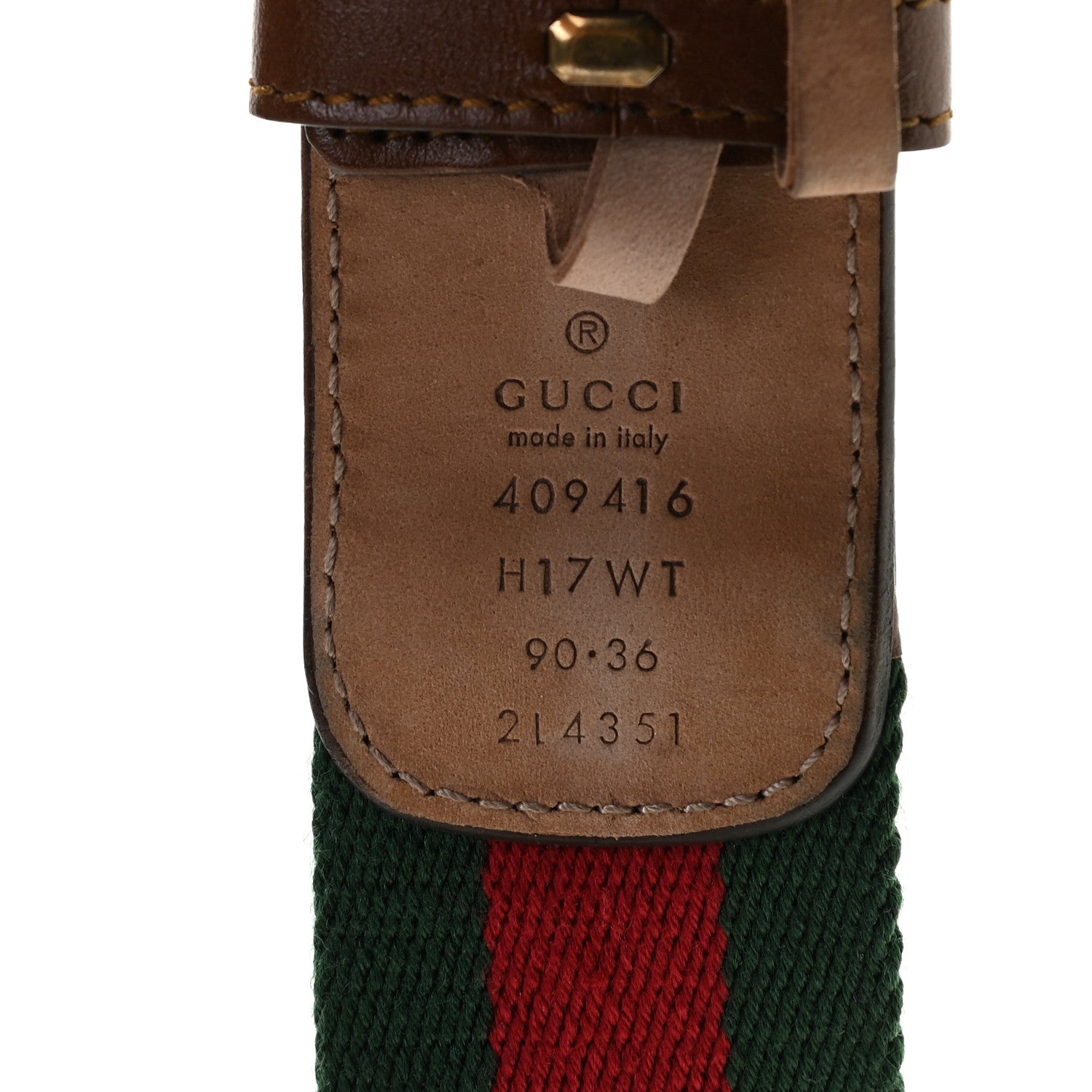 Gucci Nylon Calfskin Double G Web 40mm Belt 90 36 Green Red Cuir 4 of 4