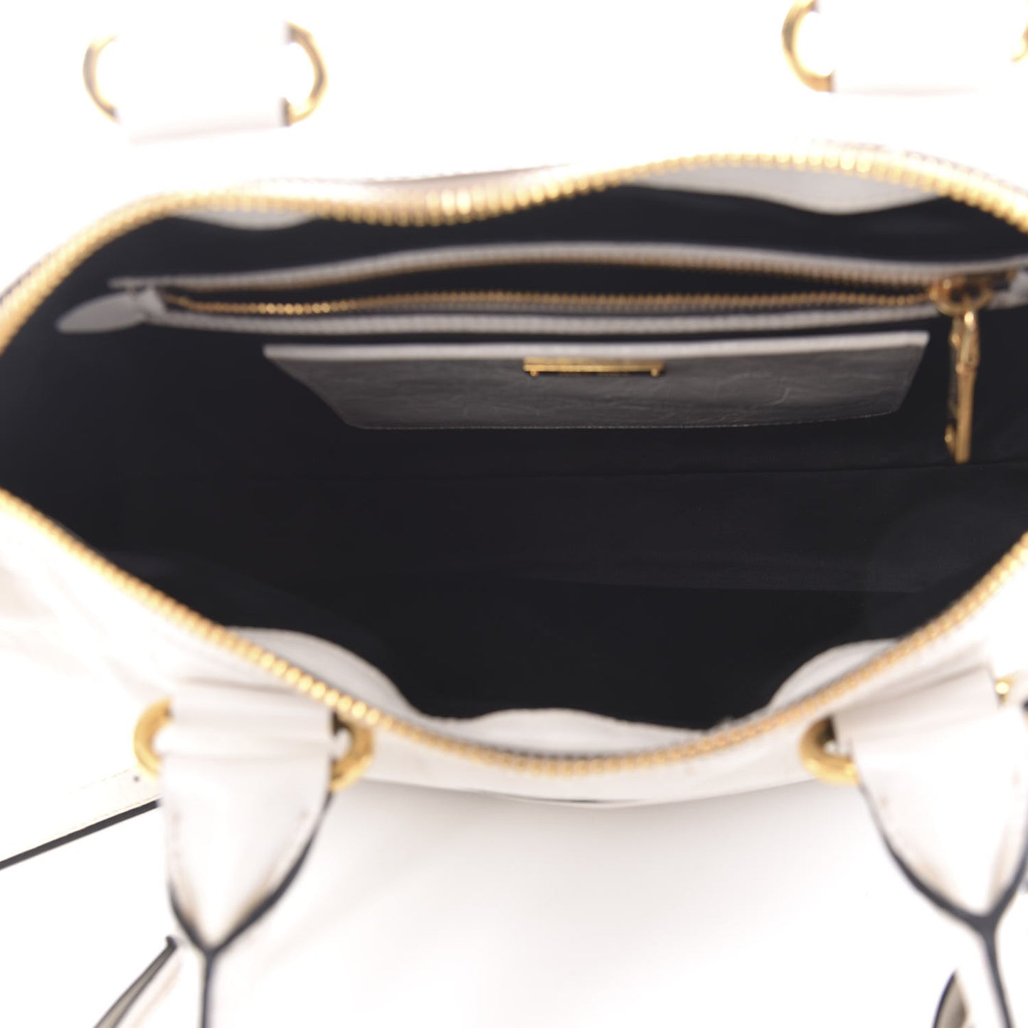 Vitello Shine Zip Tote Talco