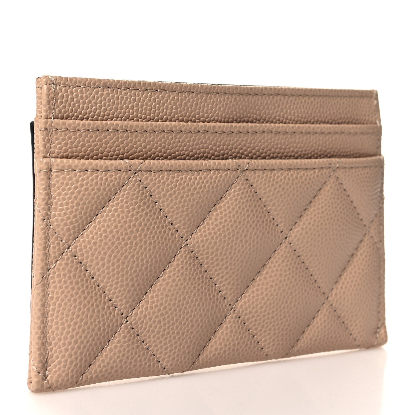 Caviar Quilted Filigree Card Holder Beige Black