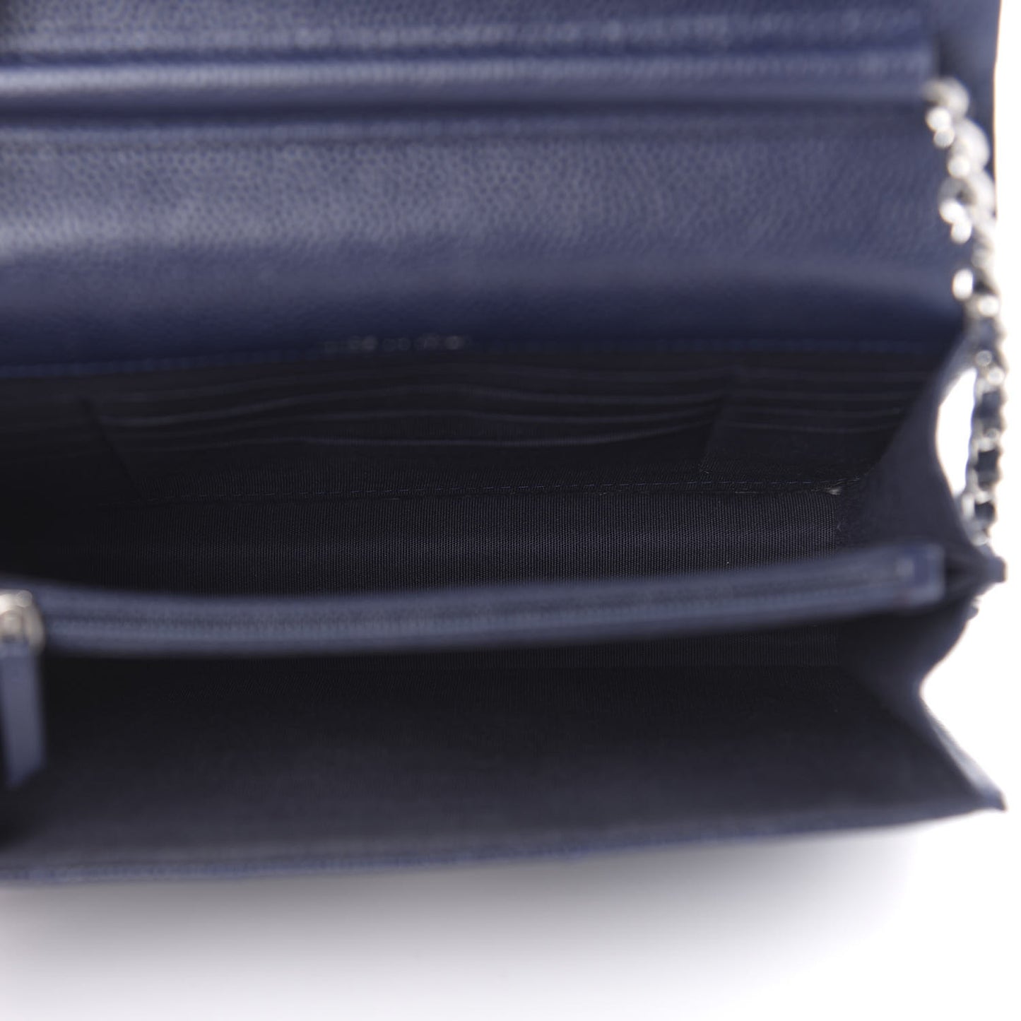 Caviar Chevron Quilted Square Wallet On Chain WOC Blue