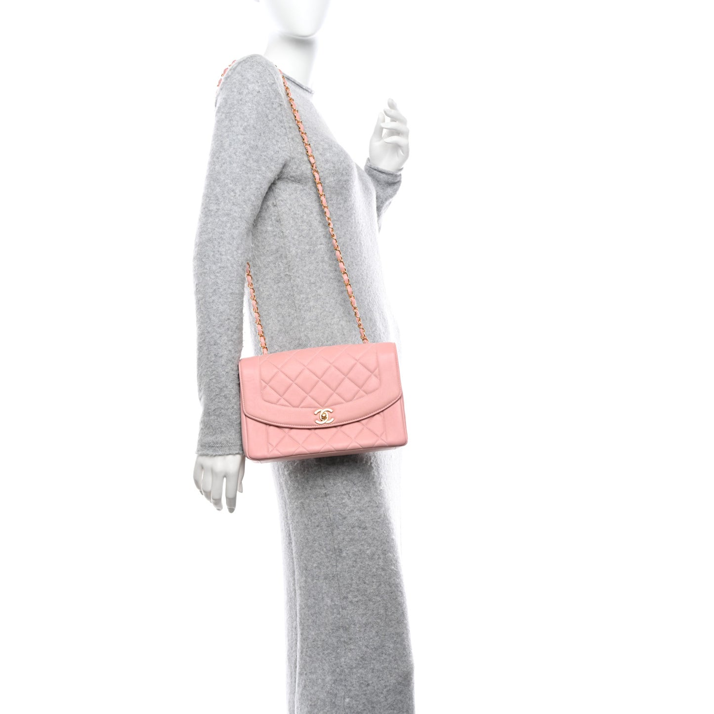 Lambskin Quilted Medium Single Flap Light Pink