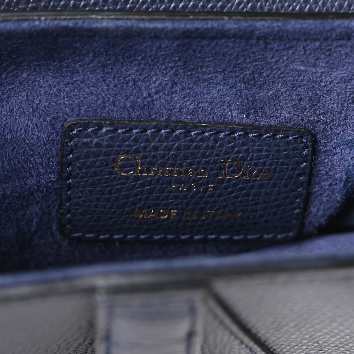 Grained Calfskin Mini Saddle Bag Navy