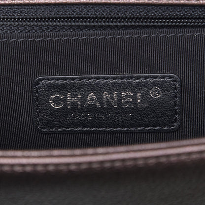 Chanel Iridescent Goatskin Quilted New Medium Boy Flap Dark Gold 7 of 9
