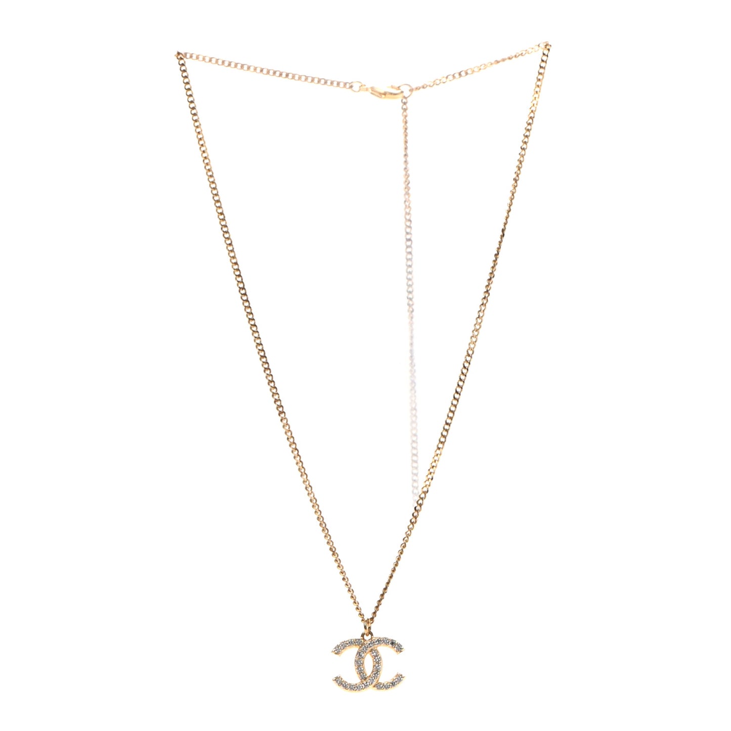 Crystal CC Pendant Necklace Gold