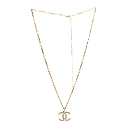 Chanel Crystal CC Pendant Necklace Gold 3 of 6