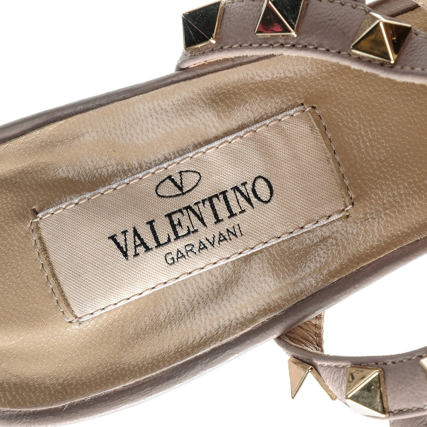 Patent Nappa Rockstud Ankle Strap 65mm Pumps 35.5 Poudre