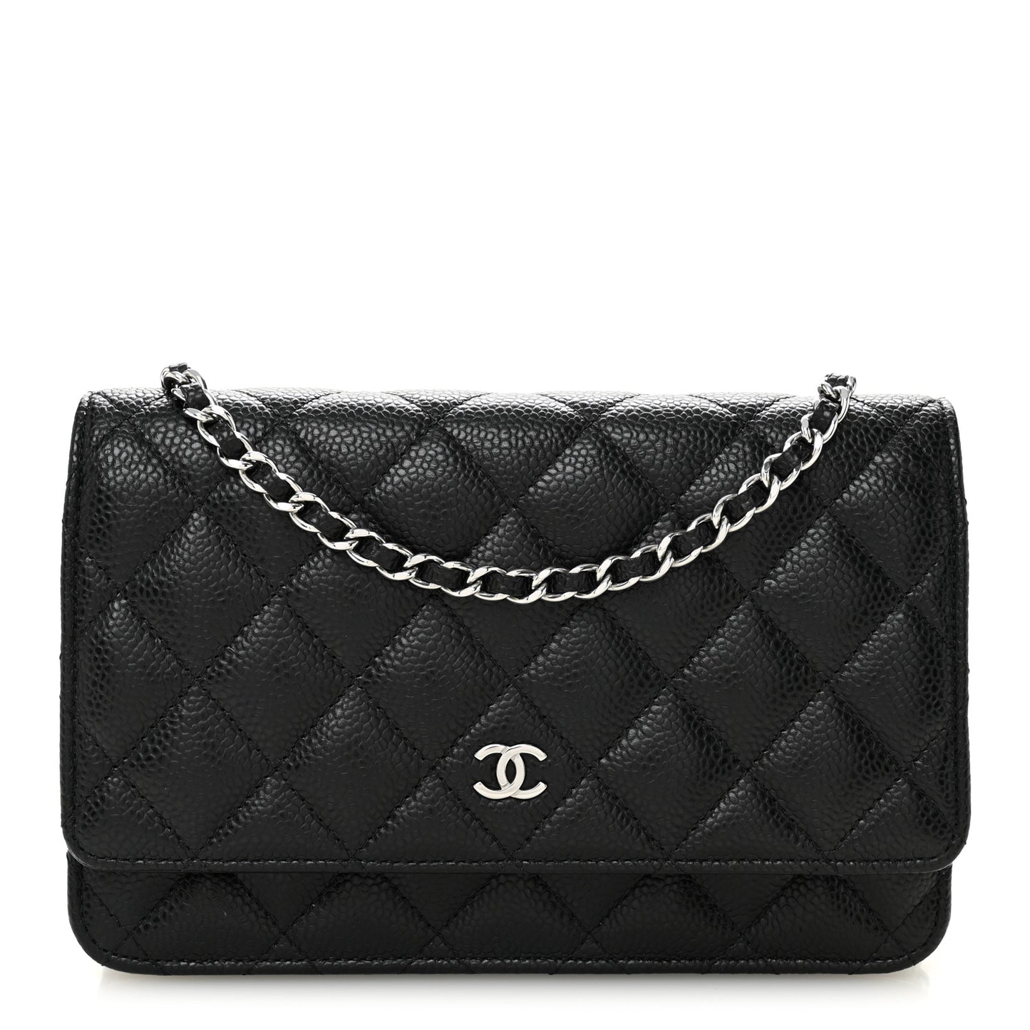 Caviar Quilted Wallet on Chain WOC Black