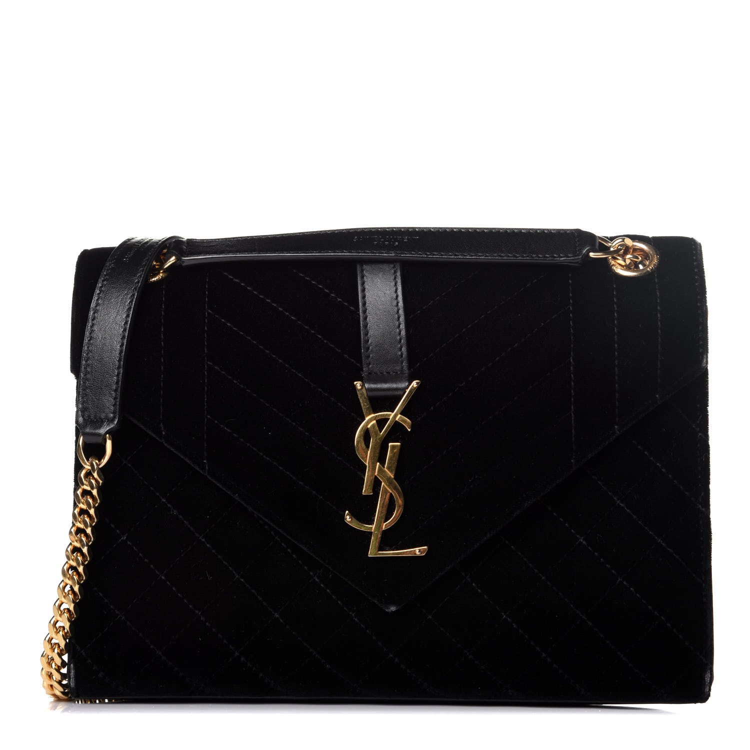 Saint Laurent Velvet Tri-Quilt Monogram Medium College Bag Black 1 of 9