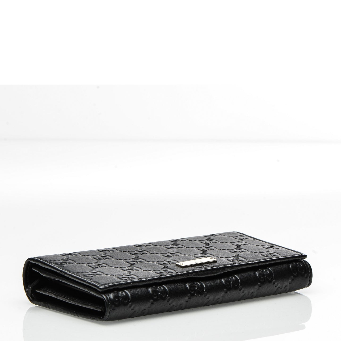 Guccissima Margaux Calfskin Metal Bar Chain Wallet Black