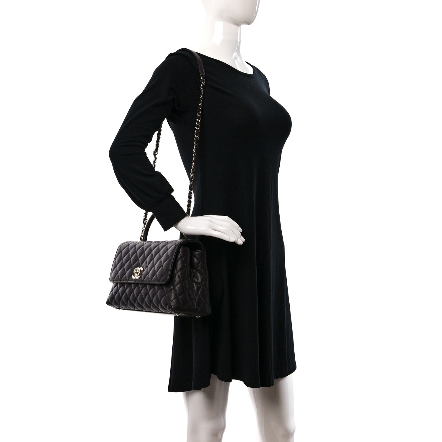 Chanel Caviar Quilted Small Coco Handle Flap Dark Brown 2 of 9