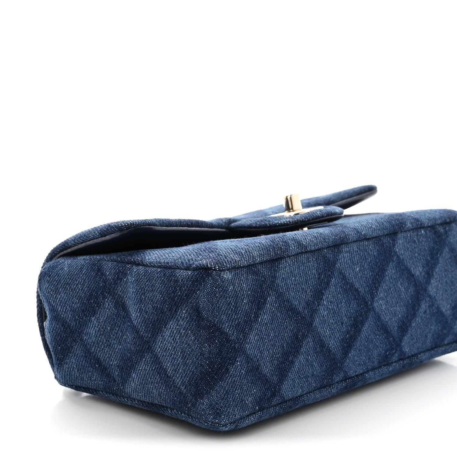 Chanel Printed Denim Quilted Mini Rectangular Flap Dark Blue 9 of 11