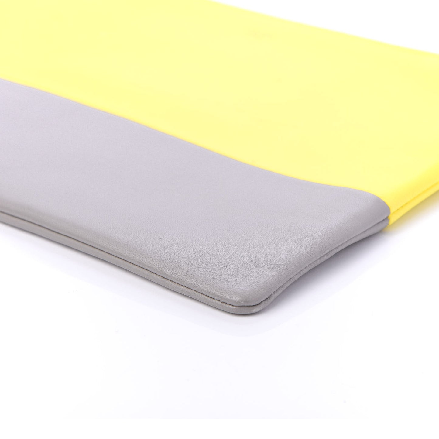 Lambskin Bi-Color Solo Clutch Pouch Fluo Yellow Grey