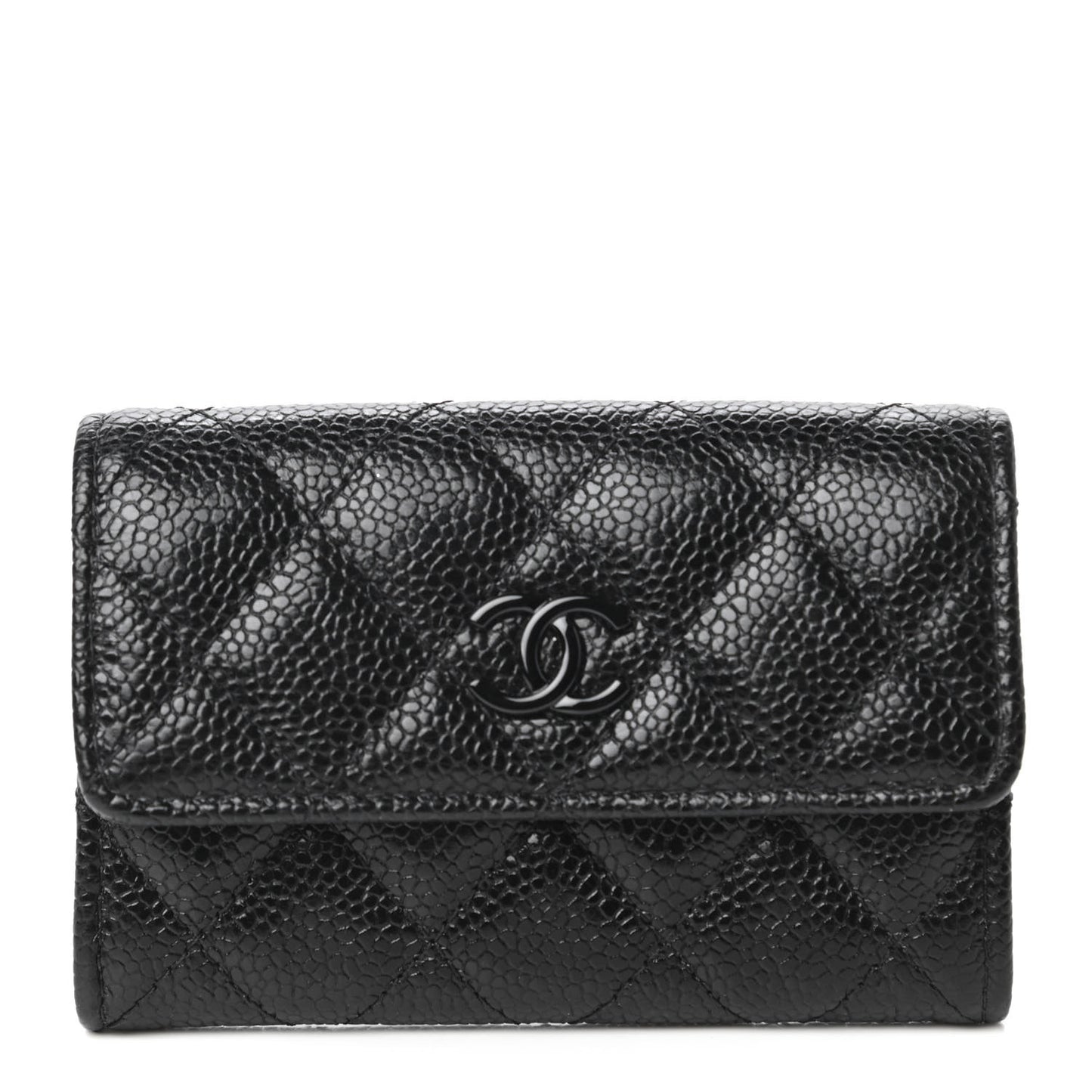 Caviar Quilted Incognito Flap Card Holder Black