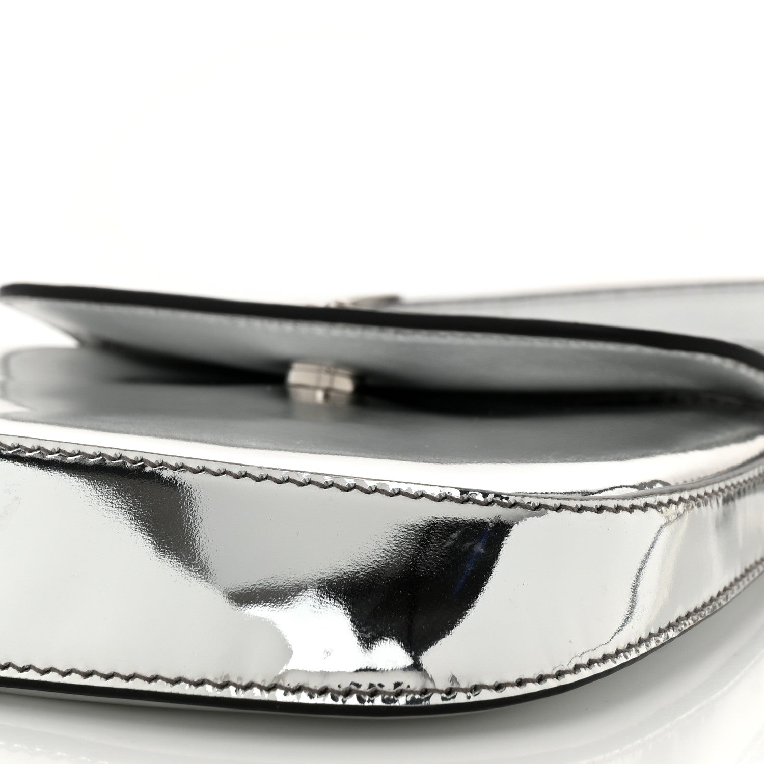 Prada Spazzolato Mini Cleo Flap Adjustable Strap Shoulder Bag Silver 9 of 10