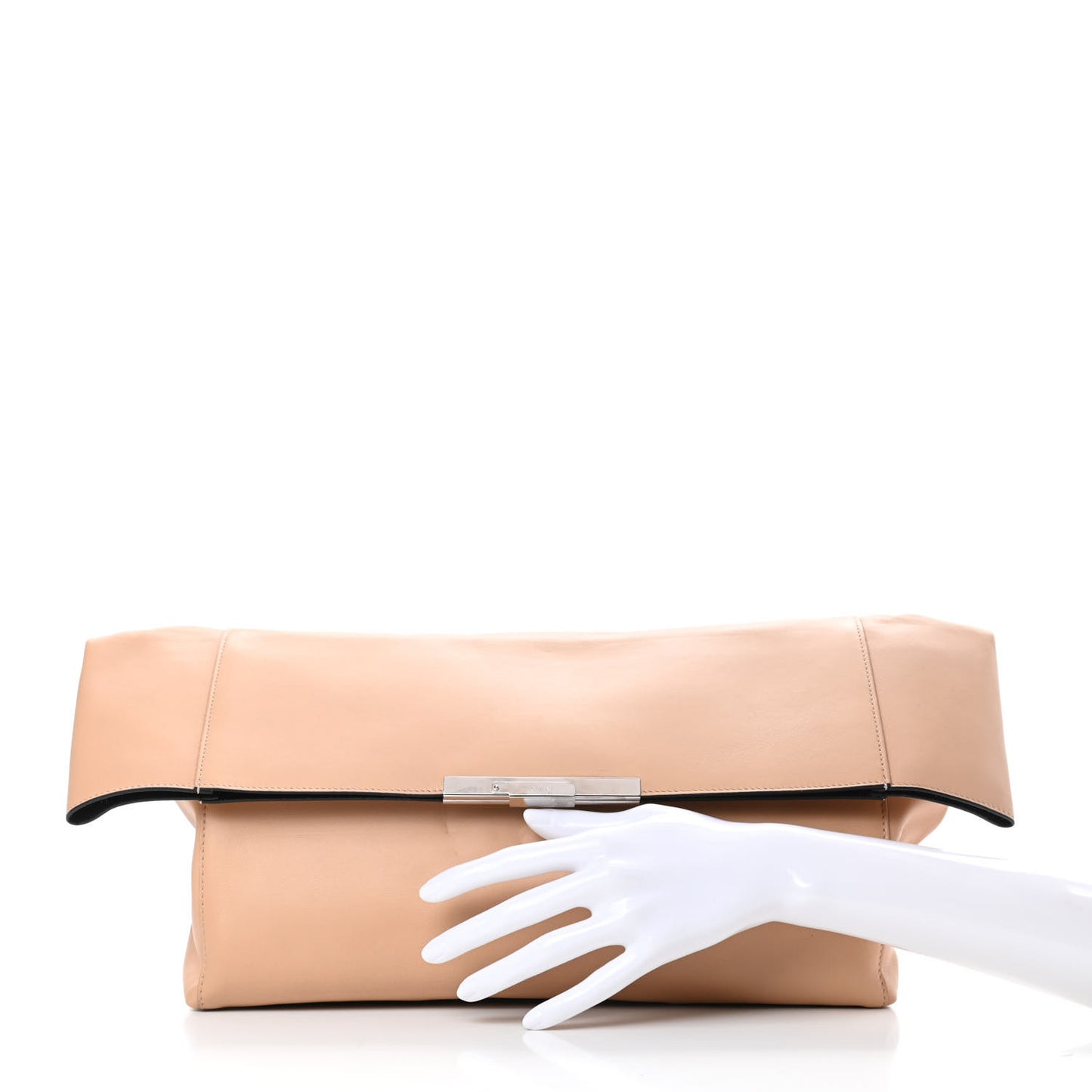 Calfskin Folded Clutch Beige