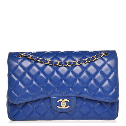 Chanel Lambskin Quilted Jumbo Double Flap Blue 1 of 7