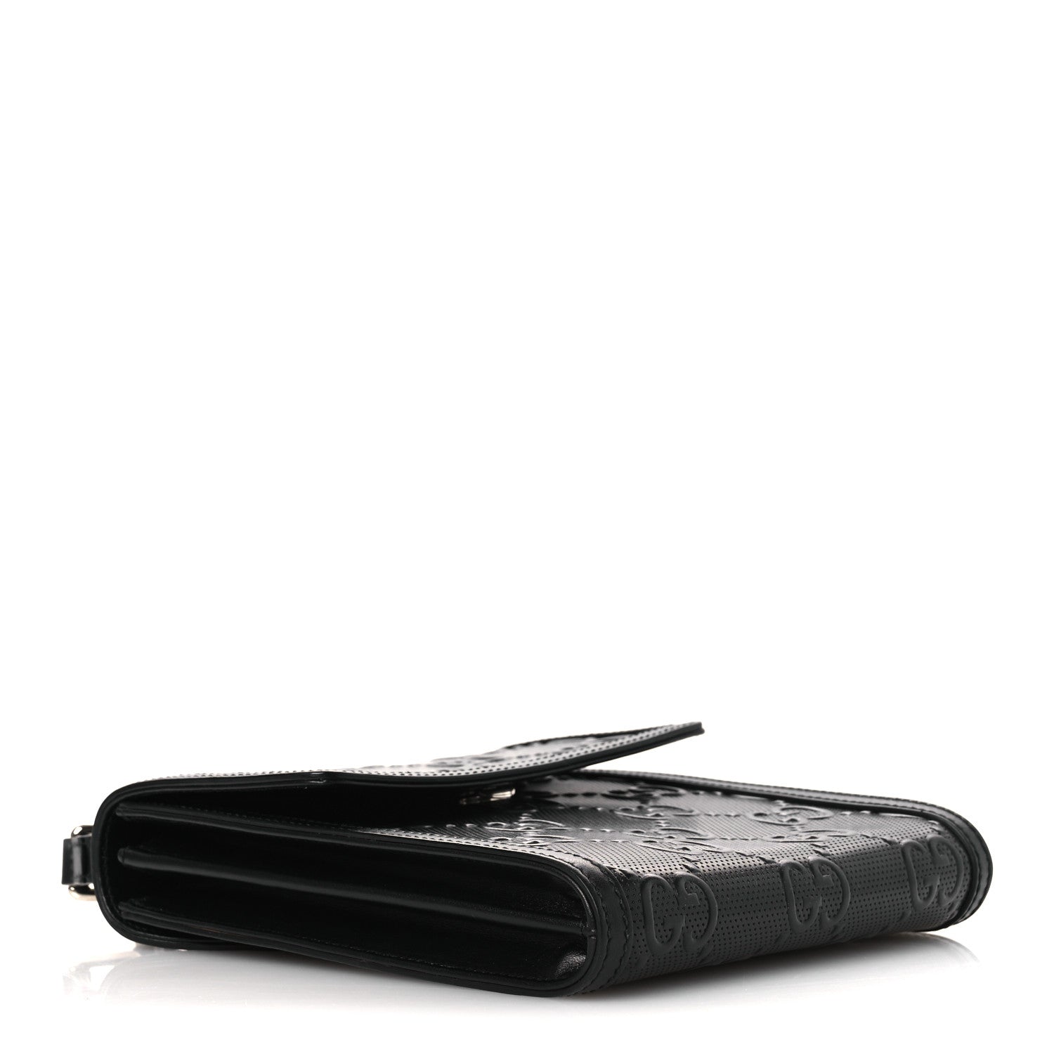 Gucci Calfskin GG Tennis Embossed Messenger Bag Black 6 of 21