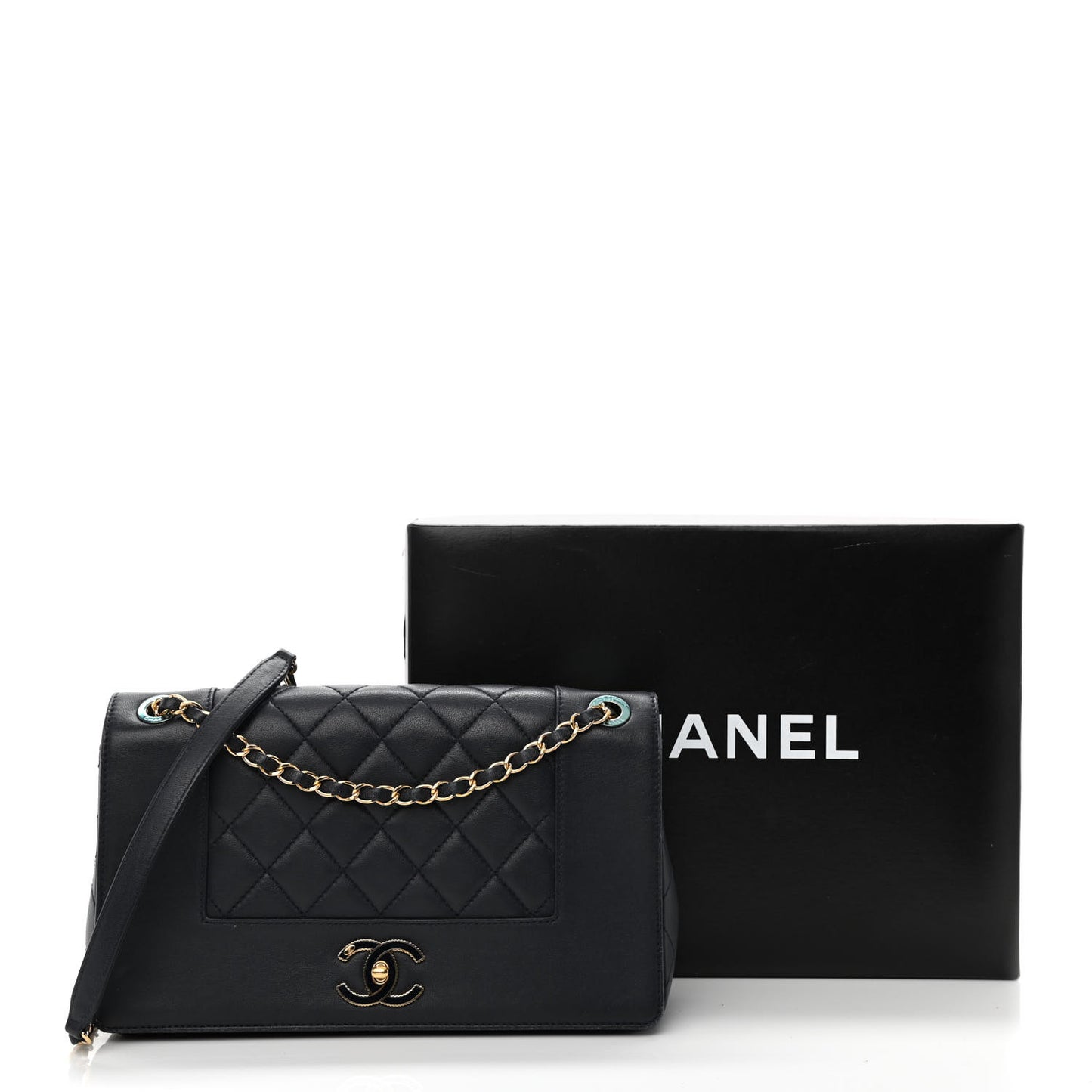 Sheepskin Quilted Vintage Mademoiselle Flap Navy