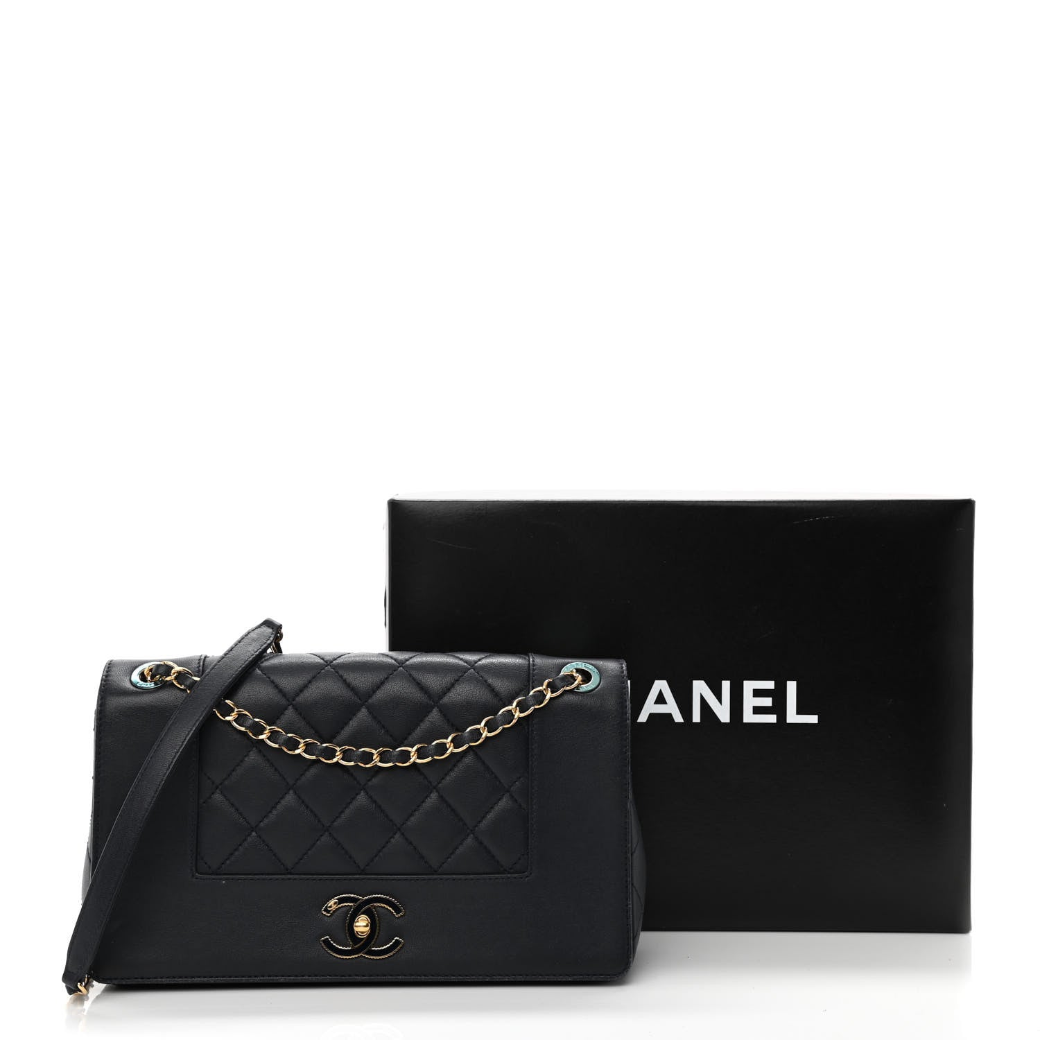Chanel Sheepskin Quilted Vintage Mademoiselle Flap Navy 13 of 13