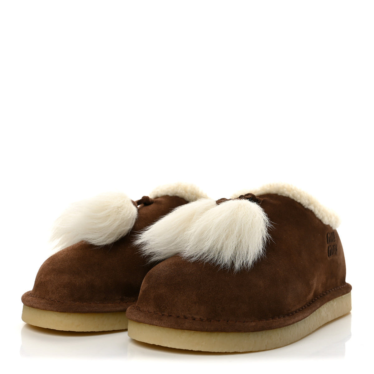Scamosciato Winter Shearling Tassel Mule Slippers 37 Cacao