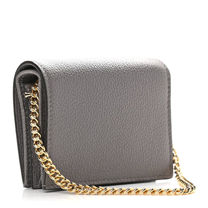 Gucci Grainy Calfskin Zumi Chain Card Case Wallet Dusty Grey 3 of 8
